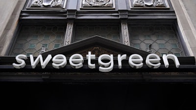 A Sweetgreen sign in New York, May 9, 2024.