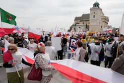 A protest against European Union's climate policies and Poland's pro-EU government, Warsaw, May 10, 2024.