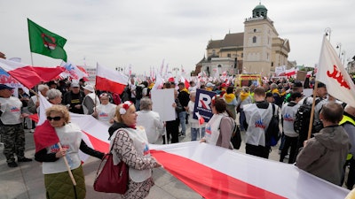 A protest against European Union's climate policies and Poland's pro-EU government, Warsaw, May 10, 2024.