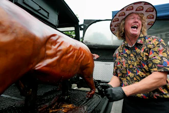 Brad Orrison of The Shed BBQ and Blues Joint at the World Championship Barbecue Cooking Contest, Memphis, May 18, 2024.