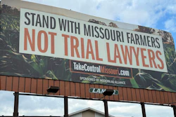 A billboard supporting legislation that would provide legal protection to manufacturers of pesticides such as Bayer's popular weedkiller Roundup, is shown in Jefferson City, Mo., on May 13, 2024.