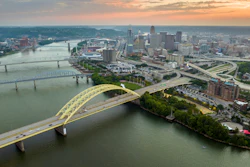 Bridges over the Ohio River in Cincinnati.