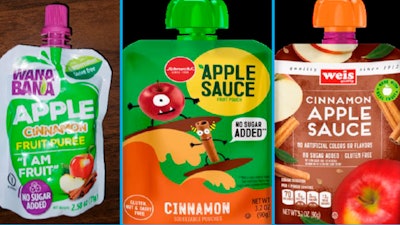 Three of the recalled applesauce products.
