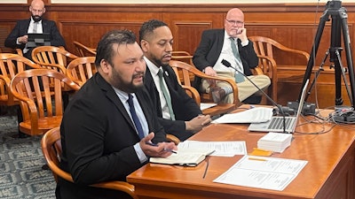 Raul Gomez, operations manager of Wunsch Farms, testifies during the Michigan House Appropriations Subcommittee on Agriculture and Rural Development and Natural Resources.