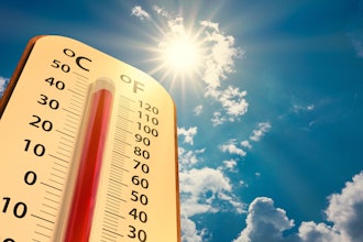 Thermometer indicating high heat.