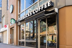 Exterior view of the Starbucks Coffee brand store.
