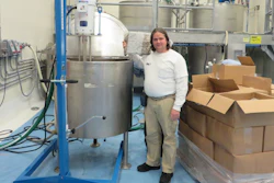 Dr. Aaron T. Dossey of All Things Bugs LLC, using his patented spray drying process to manufacture cricket powder.