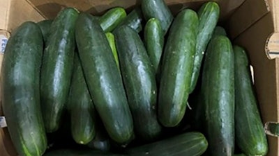 This undated photo provided by the U.S. Food and Drug Administration shows cucumbers in Florida recalled for salmonella.