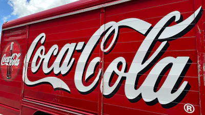 Coca-Cola logo on a delivery truck, Denver, May 15, 2024.