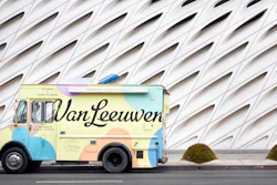 Van Leeuwen ice cream truck in front of The Broad art museum at Grand Avenue, Los Angeles.