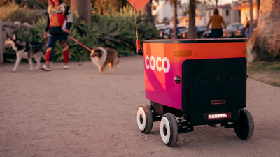 A Coco robot on delivery.