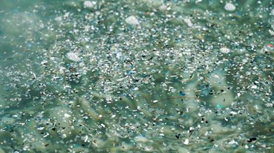 Microplastic pollution in the ocean.