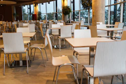 An empty university dining center.
