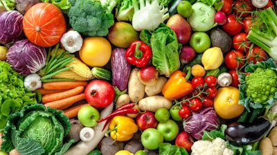 Assortment of fresh fruits and vegetables.