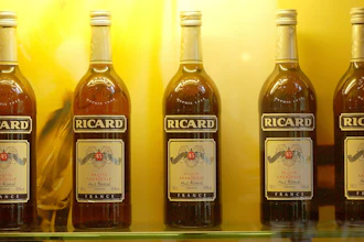 Bottles of Ricard liquor at Pernod-Ricard headquarters, Paris, April 21, 2005.