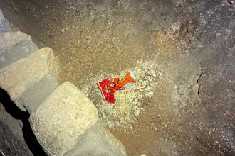A bag of Cheetos dropped by a visitor to the Big Room at Carlsbad Caverns National Park, Carlsbad, N.M.
