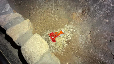 A bag of Cheetos dropped by a visitor to the Big Room at Carlsbad Caverns National Park, Carlsbad, N.M.