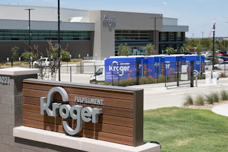 The exterior of Kroger's fulfillment center in Dallas, July 27, 2022.