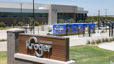 The exterior of Kroger's fulfillment center in Dallas, July 27, 2022.