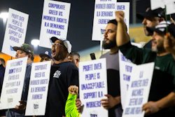 Longshoremen strike at midnight at Bayport Terminal on Tuesday, Oct. 1, 2024, in Houston.