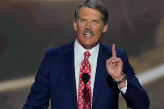 Eric Hovde speaks during the Republican National Convention, Milwaukee, July 16, 2024.
