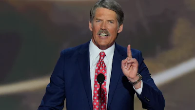 Eric Hovde speaks during the Republican National Convention, Milwaukee, July 16, 2024.