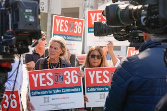 A rally in support of California's Proposition 36 in Los Angeles, Sept. 30, 2024.