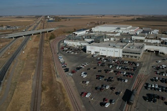 Aerial photo of the JBS Pork plant in Worthington, Minn., Oct. 22, 2024.
