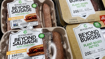 Beyond Meat products are seen in a refrigerated case inside a grocery store in Mount Prospect, Ill., on Feb. 19, 2022.