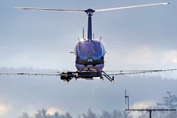 A Rotor Technologies unmanned semi-autonomous helicopter over Intervale Airport, Henniker, N.H., Nov. 11, 2024.