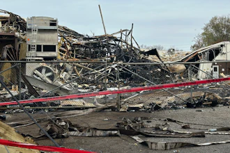 Scene following an explosion at the Givaudan Color Sense plant in Louisville, Ky., Nov. 13, 2024.