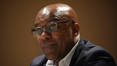 Illinois Attorney General Kwame Raoul during an interview with the Associated Press, Philadelphia, Nov. 21, 2024.