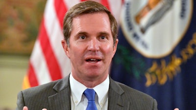 Kentucky Gov. Andy Beshear speaks in Frankfort, Dec. 18, 2024.