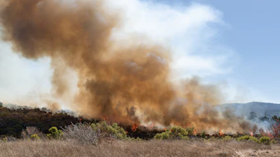A wildfire burns in California.