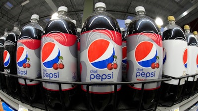 Bottles of Diet Pepsi Wild Cherry are displayed at a market in Pittsburgh, Jan. 26, 2023.