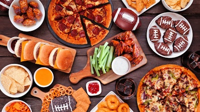 A game day food spread.