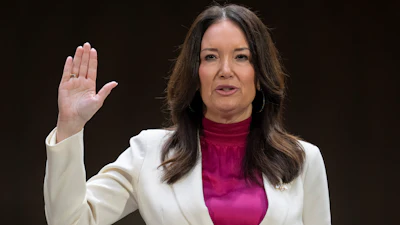 Brooke Rollins is sworn-in for a Senate Agriculture, Nutrition, and Forestry Committee hearing on her nomination for Secretary of Agriculture, Jan. 23, 2025, Washington.