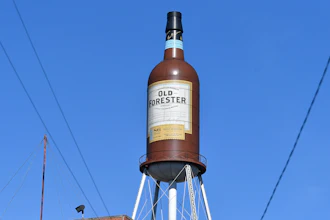 The Old Forester Water tower sits atop the Brown Forman distillery in Louisville, Ky., Monday, Feb. 3, 2025.