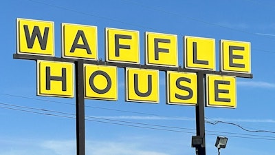 A Waffle House sign in Indianapolis, Feb. 19, 2024.