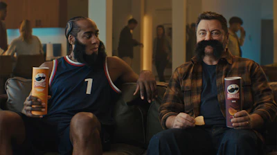 An image provided by Pringles from the brand's 2025 Super Bowl spot.