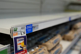 An empty shelf of eggs at a Nashville grocery store, Feb. 12, 2025.