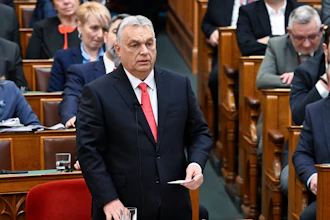 Hungarian Prime Minister Viktor Orban at the National Assembly in Budapest, Feb. 24, 2025.