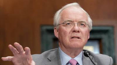 Kroger CEO William Rodney McMullen speaks during a Senate Judiciary Subcommittee on Competition Policy, Antitrust, and Consumer Rights hearing, Nov. 29, 2022, Washington.
