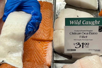 Fillets of Chilean sea bass caught near the U.K.-controlled South Georgia island at a Whole Foods Market, Cleveland, Ohio, June 17, 2022.
