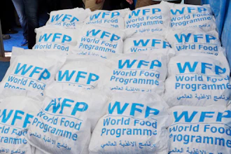 Food parcels provided by the World Food Program near Hatay, Turkey, May 24, 2017.