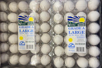 Eggs displayed in a grocery store in Carmel, Ind., April 9, 2025.