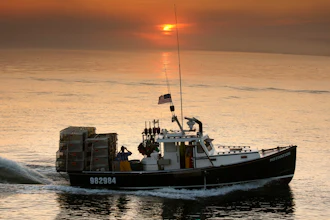 A lobster fishing boat off South Portland, Maine, July 27, 2018.