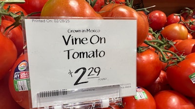 Tomatoes imported from Mexico for sale in a supermarket in Miami, Mar. 5, 2025.