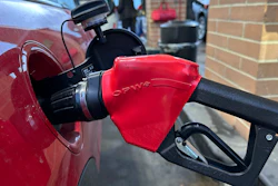 A motorist fills up the tank of a vehicle at a Costco gas station, Feb. 16, 2025, Sheridan, Colo.