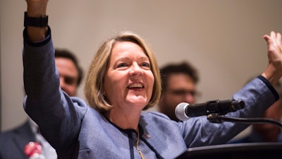 Jane Raybould concedes her bid for U.S. Senate, Nov. 6, 2018, Embassy Suites, Lincoln, Neb.